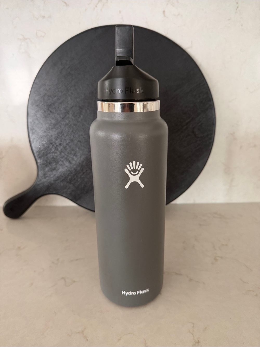 Hydro Flask Slate Gray Insulated Bottle with Straw Lid